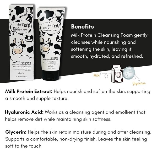 Esfolio Milk Cleansing Foam - Hydrating Korean Skincare Facial Cleanser 5.29 OZ - Picture 5 of 8